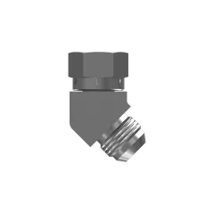 Caterpillar 1-1/16-12 Thread Hex Head 45 Graus Cotovelo 37 Graus Adaptador Flared — vista de três quartos