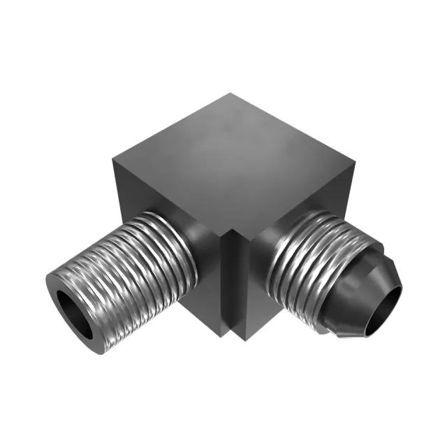 9/16-18, 1/4-18 NPTF Threaded 90° Elbow Adapter