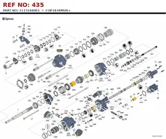 Epiroc COP1838MUX+ technical drawing, reference 435, part 3115168001