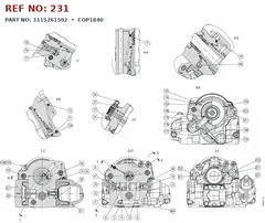 Epiroc COP1840 technical drawing, reference 231, part 3115261592
