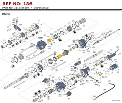 Epiroc COP2550UX+ technical drawing, reference 186, part 3115306100