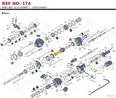 Epiroc COP2550UX+ technical drawing, reference 174, part 3115329800