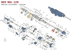 Epiroc COP2160 technical drawing, reference 129, part 3115343800