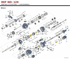 Epiroc COP1838MUX+ technical drawing, reference 120, part 3115347500