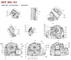 Epiroc COP1840 technical drawing, reference 92, part 3115348200