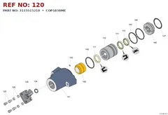 Epiroc COP1838ME technical drawing, reference 120, part 3115515210