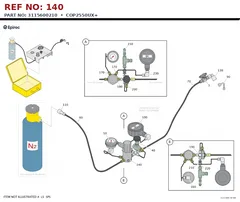 Epiroc COP2550UX+ technical drawing, reference 140, part 3115600210