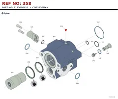 Epiroc COP2550UX+ technical drawing, reference 358, part 3115600421