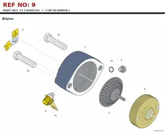 Epiroc COP1838MUX+ technical drawing, reference 9, part 3115600550
