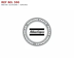 Epiroc COP2540+ technical drawing, reference 590, part 3115915898