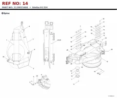 Epiroc Simba H1354 technical drawing, reference 14, part 3128055600