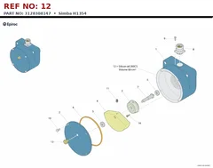 Epiroc Simba H1354 technical drawing, reference 12, part 3128308147