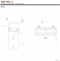 Epiroc Simba H1354 technical drawing, reference 1, part 3128308641