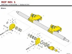Epiroc Simba H1354 technical drawing, reference 1, part 3128310398