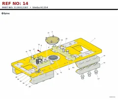 Epiroc Simba H1354 technical drawing, reference 14, part 3128312307