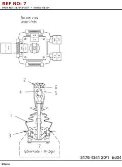 Epiroc Simba H1354 technical drawing, reference 7, part 3176434107