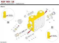 Epiroc Simba H1354 technical drawing, reference 18, part 3222331915