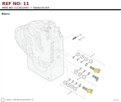 Epiroc Simba H1354 technical drawing, reference 11, part 5112012645