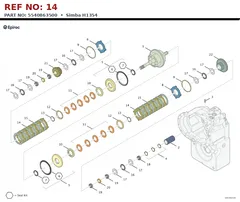 Epiroc Simba H1354 technical drawing, reference 14, part 5540863500