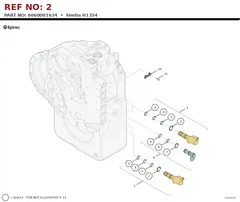 Epiroc Simba H1354 technical drawing, reference 2, part 6060001634