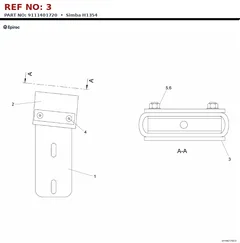 Epiroc Simba H1354 technical drawing, reference 3, part 9111401720