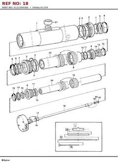 Epiroc Simba H1354 technical drawing, reference 18, part 9122389300