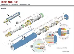 Epiroc Simba H1354 technical drawing, reference 12, part 9122433250
