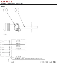 Epiroc Simba H1354 technical drawing, reference 1, part 9139600100