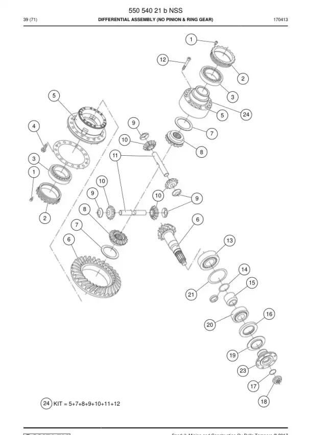 DIFFERENTIAL ENSEMBLE (NO PINION & BAGUE ENGRENAGE)