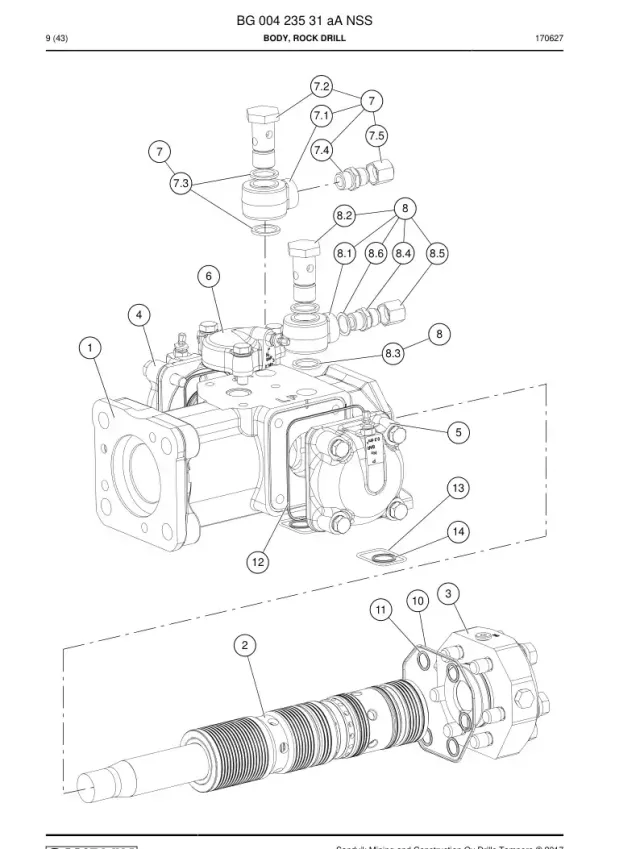 BODY, ROCK DRILL