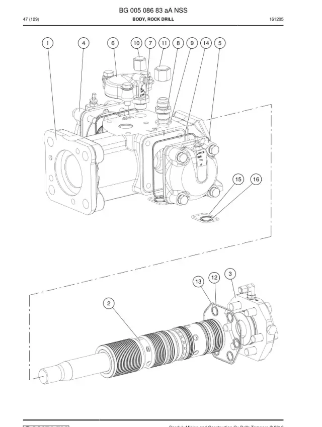 BODY, ROCK DRILL