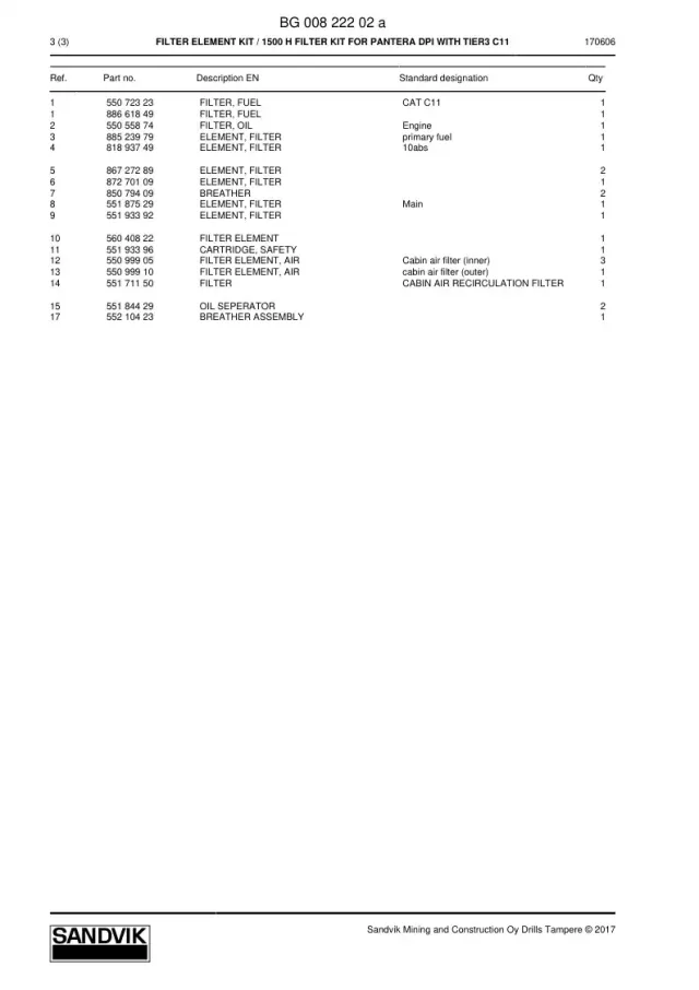 FİLTRE ELEMENT TAKIM