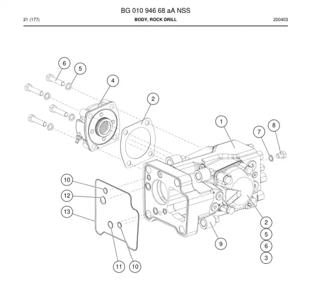 BODY, ROCK DRILL